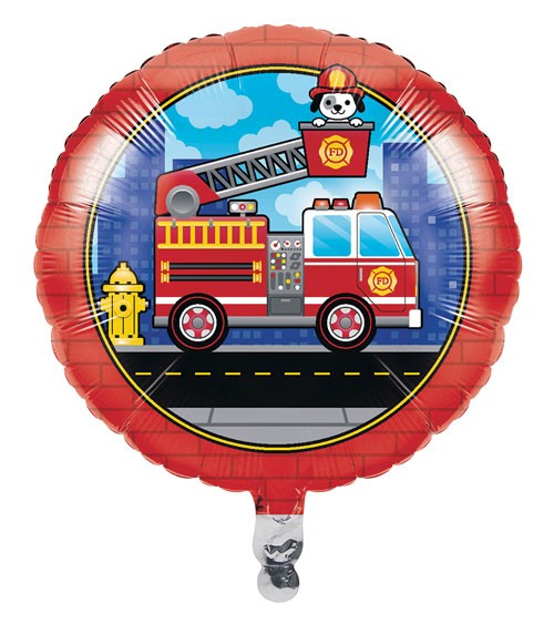 Runder Folienballon "Feuerwehrauto"