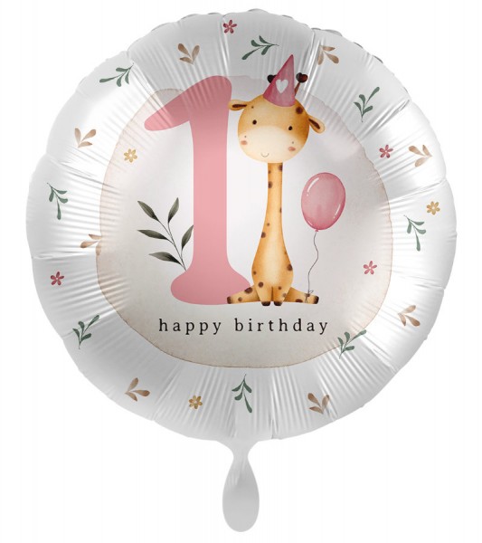 Folienballon "Giraffe" - 1. Geburtstag - 43 cm