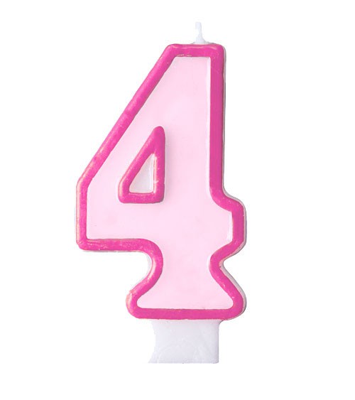 Geburtstagskerze "4" - rosa/pink