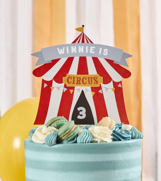 Zirkuszelt-Cake-Topper aus Papier mit Stickern