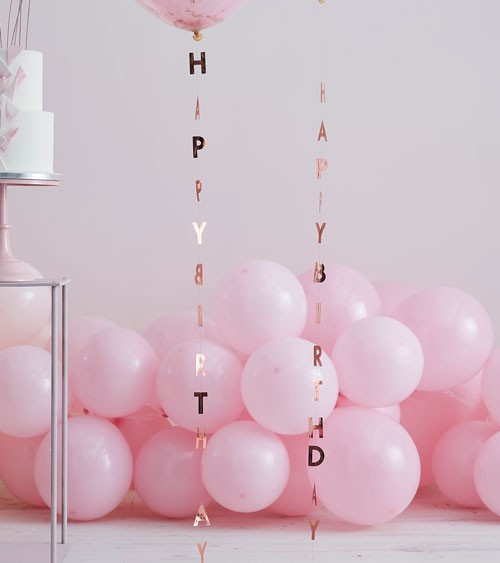 Vertikale Happy Birthday Girlanden - rosegold - 1 m - 5 Stück