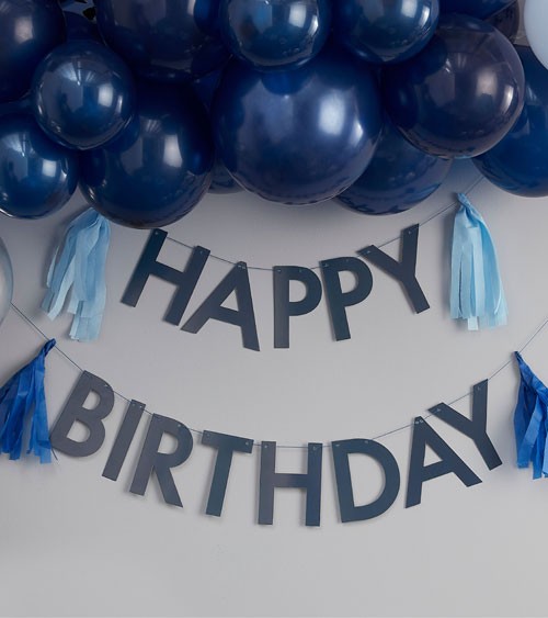 Happy Birthday Girlande mit Tasseln - blau - 5-teilig
