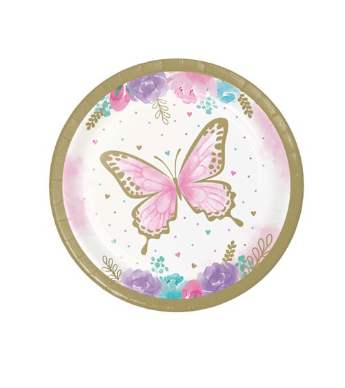 Kleine Pappteller "Butterfly Shimmer" - 8 Stück