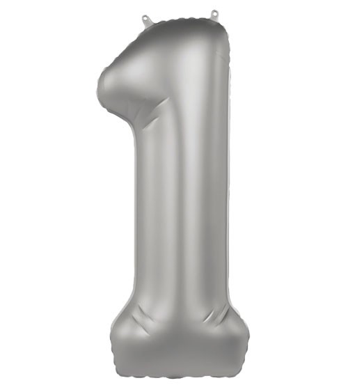 Folienballon Zahl "1" - satin silber - 86 cm