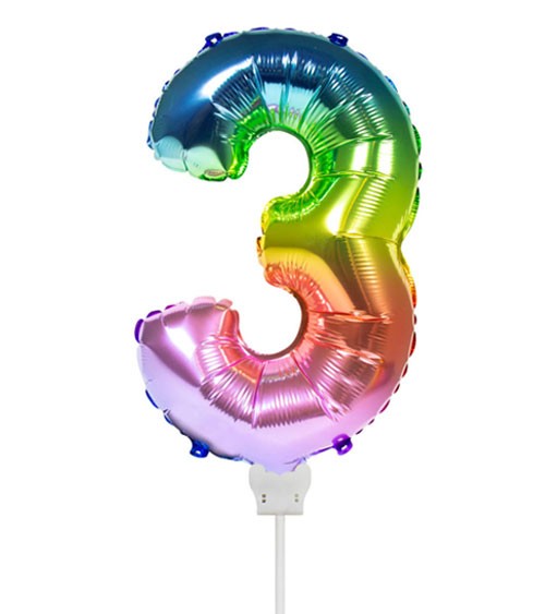 Folienballon Zahl "3" - rainbow - 36 cm