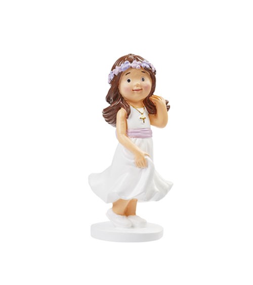 Kommunions-Figur Mädchen mit Blumenkranz - 9 cm