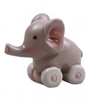 Mini Elefant auf Rädern aus Polyresin - 3,5 x 3 cm