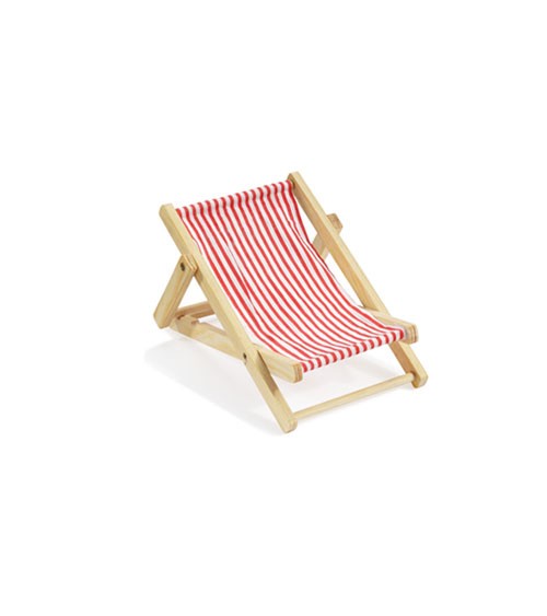 Kleiner Holz-Liegestuhl - rot gestreift - 9 cm