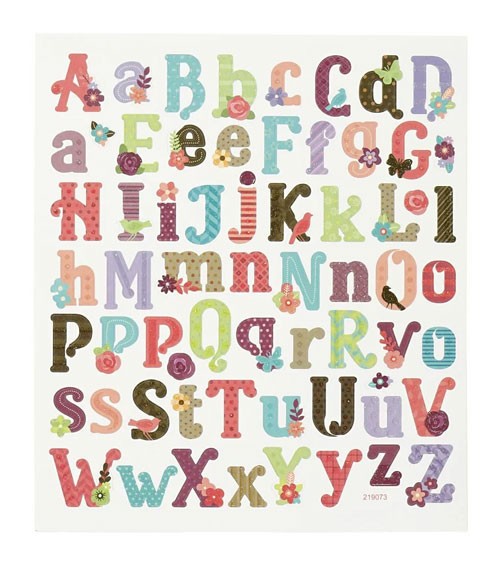 Sticker "Alphabet" mit Glitzer - 1 Bogen