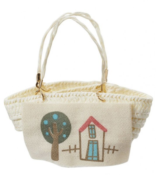 Tasche mit Motiv - creme - 6 x 3,5 x 1,5 cm