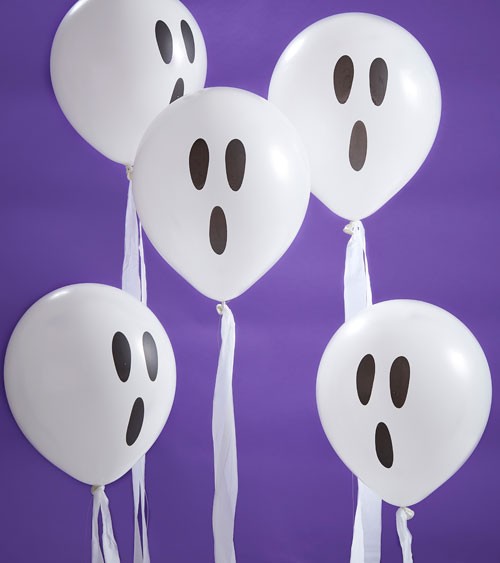 Luftballons "Geister" mit Kreppband - 11-teilig