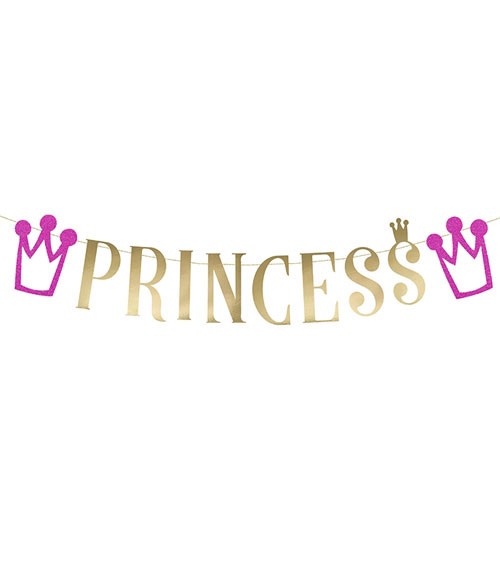 Schriftzuggirlande "Princess" - metallic gold/pink - 90 cm