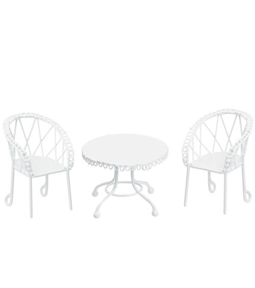 Kleine Sitzgruppe mit Sesseln aus Metall - weiß - 3-teilig