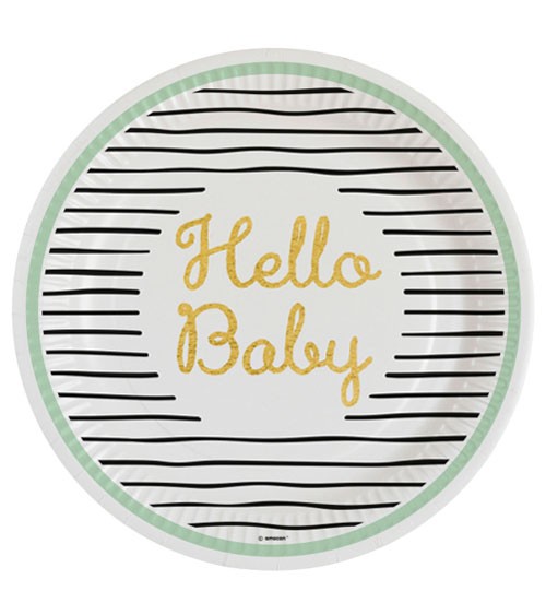 Pappteller "Babyparty Mint & Gold" - 8 Stück