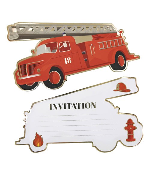 Einladungen "Feuerwehr" - 8 Stück