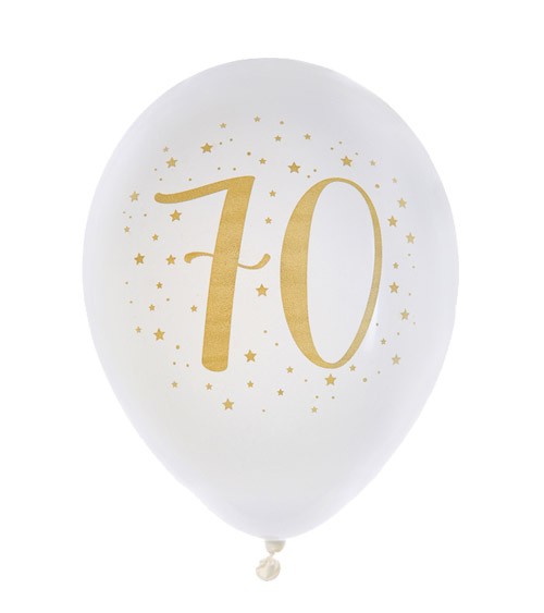 Luftballons "70" - weiß, gold - 8 Stück