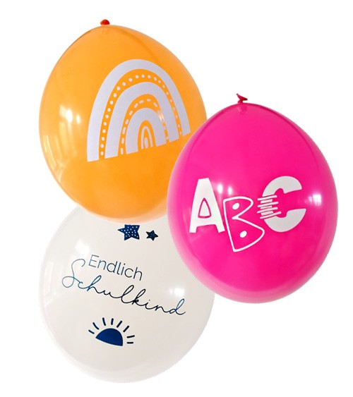 Luftballon-Set "Endlich Schulkind" - pink, vanille, gelb - 30-teilig