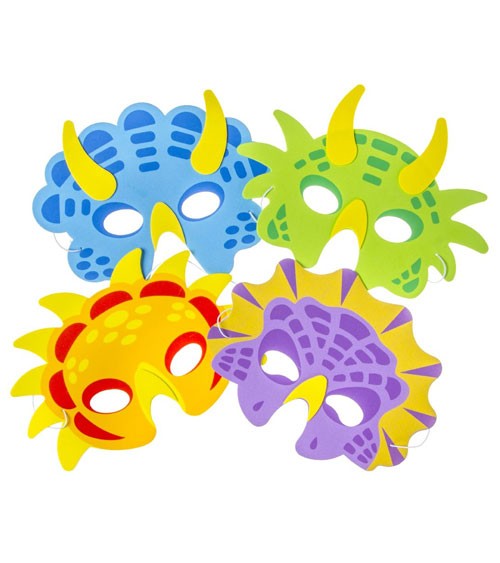 Tolle Dino-Masken in 4 verschiedenen Farben und Formen aus Moosgummi.