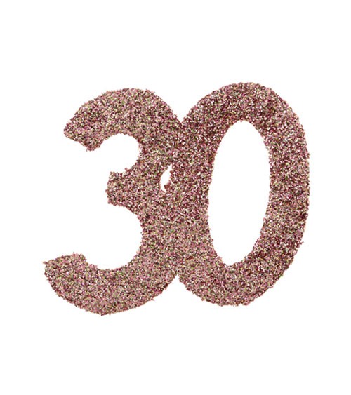 Streuteile mit Glitter "30" - rosegold - 6 Stück