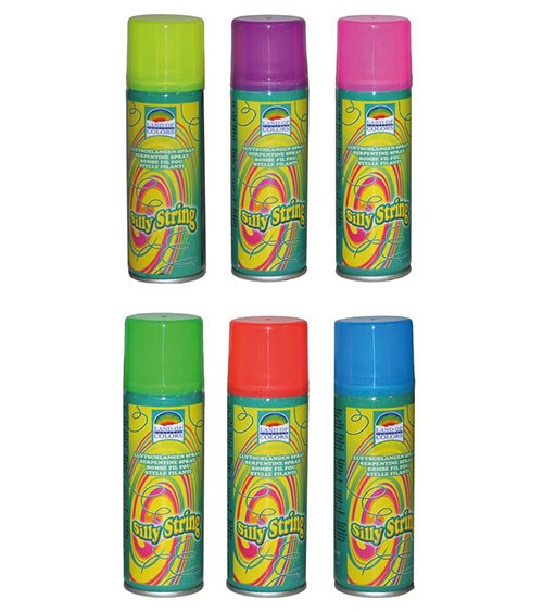 Luftschlangenspray - farblich sortiert - 68 ml