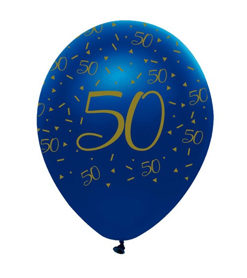 Luftballons "Geo Navy" - 50. Geburtstag - 6 Stück