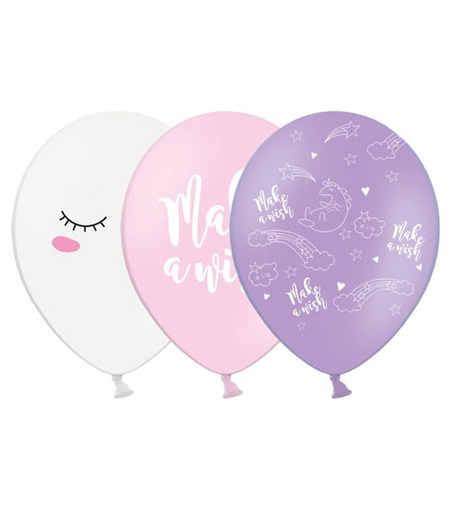 Luftballon-Set "Einhorn" - weiß/rosa/lavendel - 6 Stück