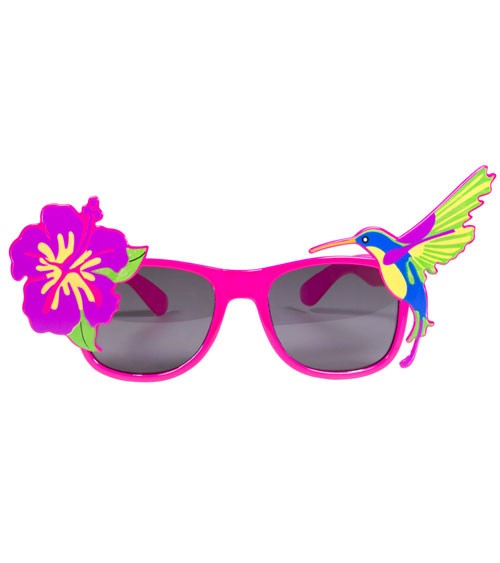 Partybrille mit Blume und Kolibri