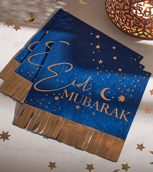 Servietten "Eid Mubarak" mit Fransen - 16 Stück