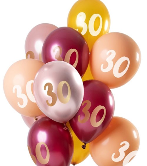 Metallic-Luftballon-Set "30" - Pink & Gold - 12-teilig