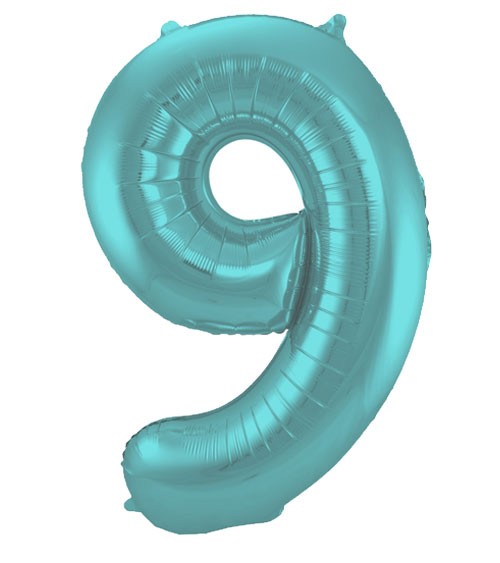 Zahl-Folienballon "9" - matt pastel mint - 86 cm