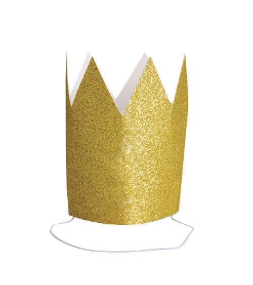 Mini-Kronen - glitter gold - 4 Stück