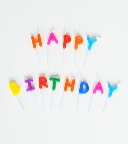 Kuchenkerzen "Happy Birthday" - bunt