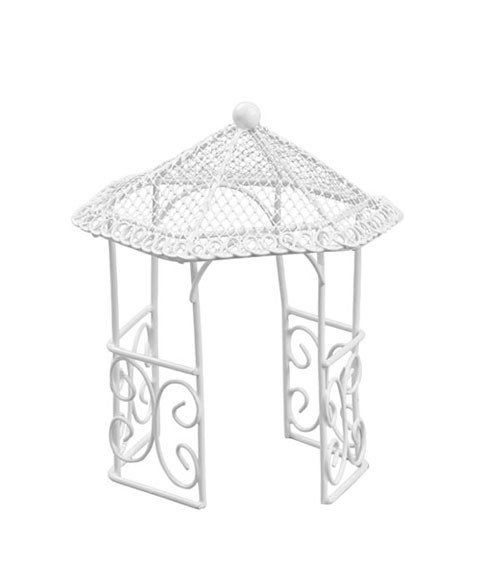 Kleiner Pavillon aus Metall - weiß - 14 cm