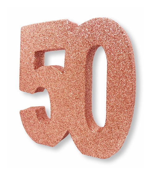 Tischdeko Zahl "50" - glitter rosegold