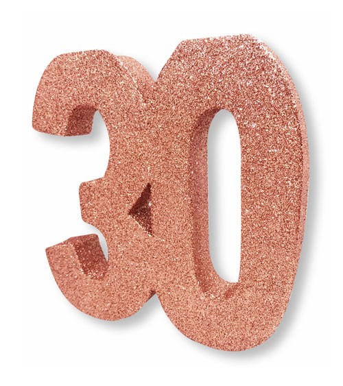 Tischdeko Zahl "30" - glitter rosegold