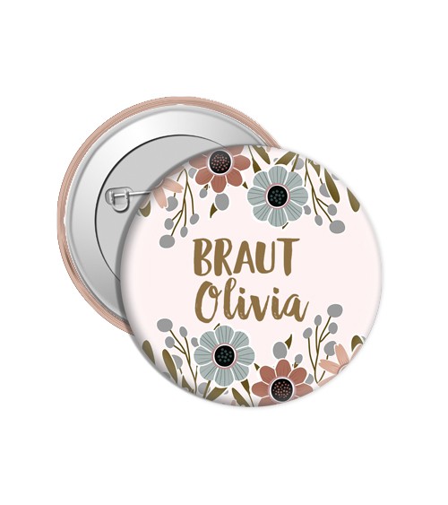 Dein Button "Flowers" - Wunschtext