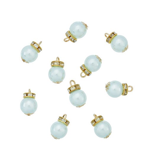 Miniatur-Christbaumkugeln - eisblau - 1 cm - 10 Stück