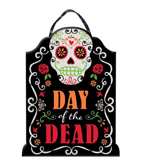 Deko-Schild "Day of the Dead" mit Glitter - 30 x 41 cm