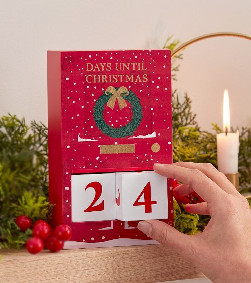 Weihnachts-Countdown-Kalender aus Holz - 11,3 x 19 cm