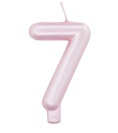 Geburtstagskerze Zahl "7" - perlmutt rosa