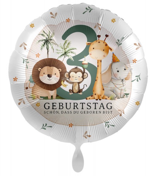Folienballon "Jungleparty" - 3. Geburtstag - 43 cm