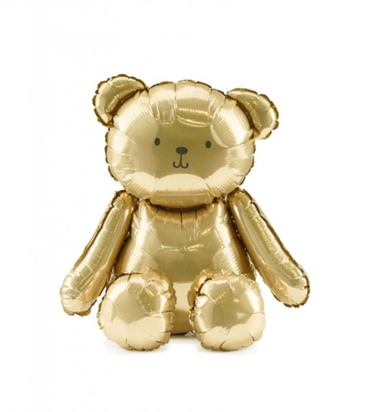 Sitzender Folienballon "Goldener Teddy" - 43 x 53 cm
