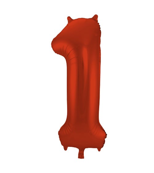 Zahl-Folienballon "1" - matt rot - 86 cm