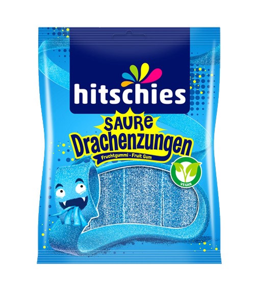 Saure Drachenzungen - blau - Hitschies Fruchtgummi - 125 g