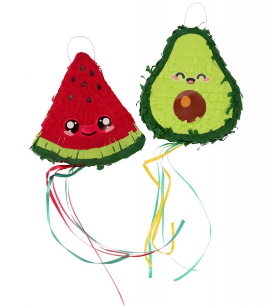 Mini-Pinata-Set "Kawaii Party" - Avocado & Wassermelone