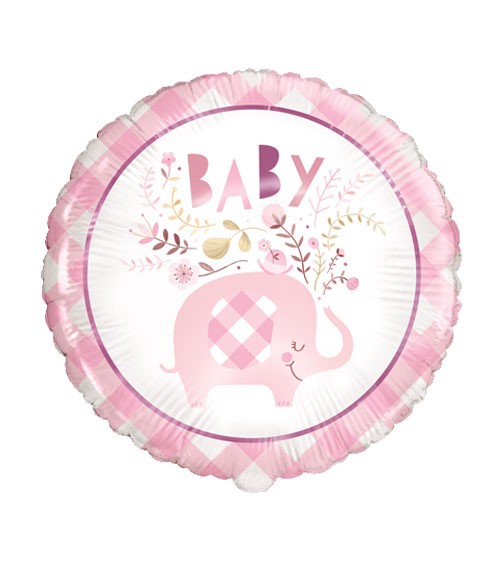 Runder Folienballon "Floral Elephant" - rosa - 45,7 cm