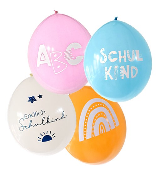 Luftballon-Set "Endlich Schulkind" - 4 Farben - 40-teilig