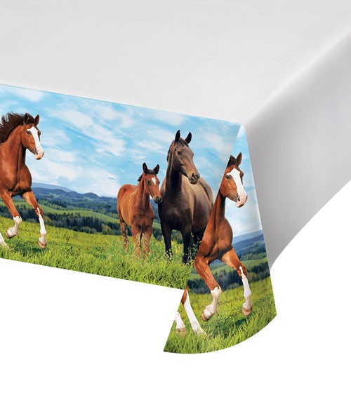 Kunststoff-Tischdecke "Pferde" - 137 x 259 cm