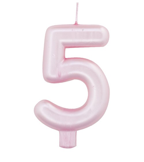 Geburtstagskerze Zahl "5" - perlmutt rosa