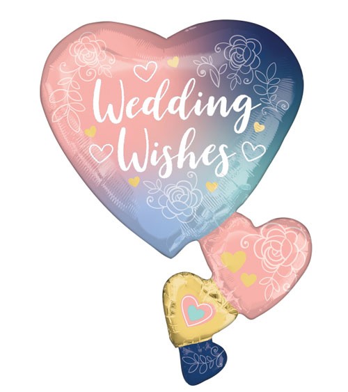 Supershape-Folienballon "Herzen" - Wedding Wishes - 58 x 76 cm